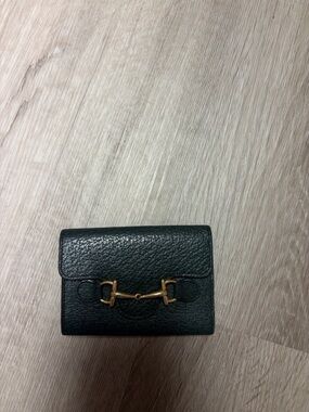 Gucci Leather Trifold Keyholder with Gold Horsebit Hardware